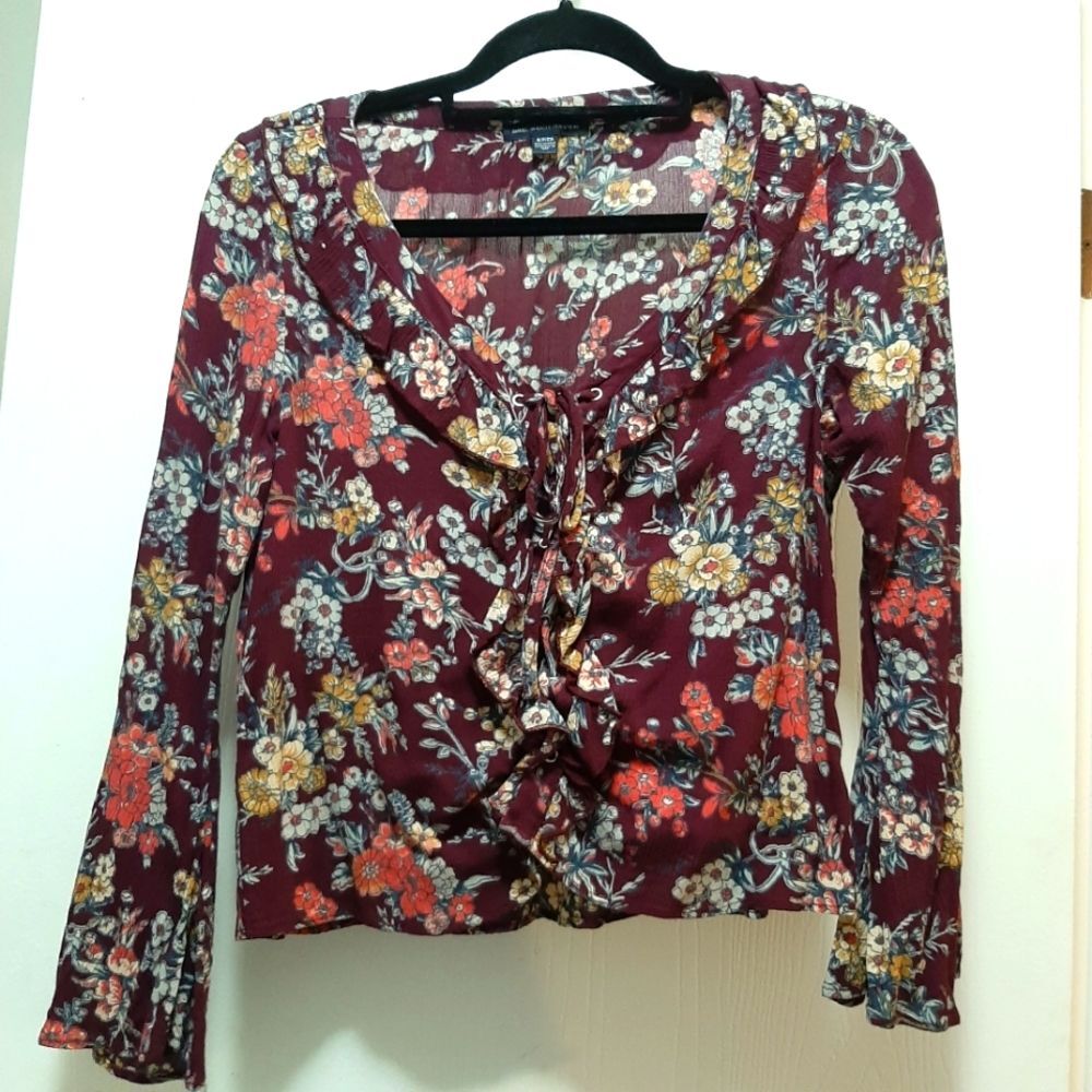 American Eagles Boho Floral Grandma Core Bell Sleeve Small P